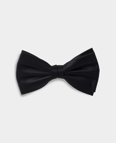 Men's Black Ready Tied Silk Bow Tie grey background