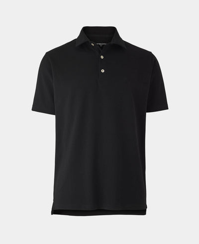 Men's Black Cotton Short Sleeve Polo Shirt mannequin
