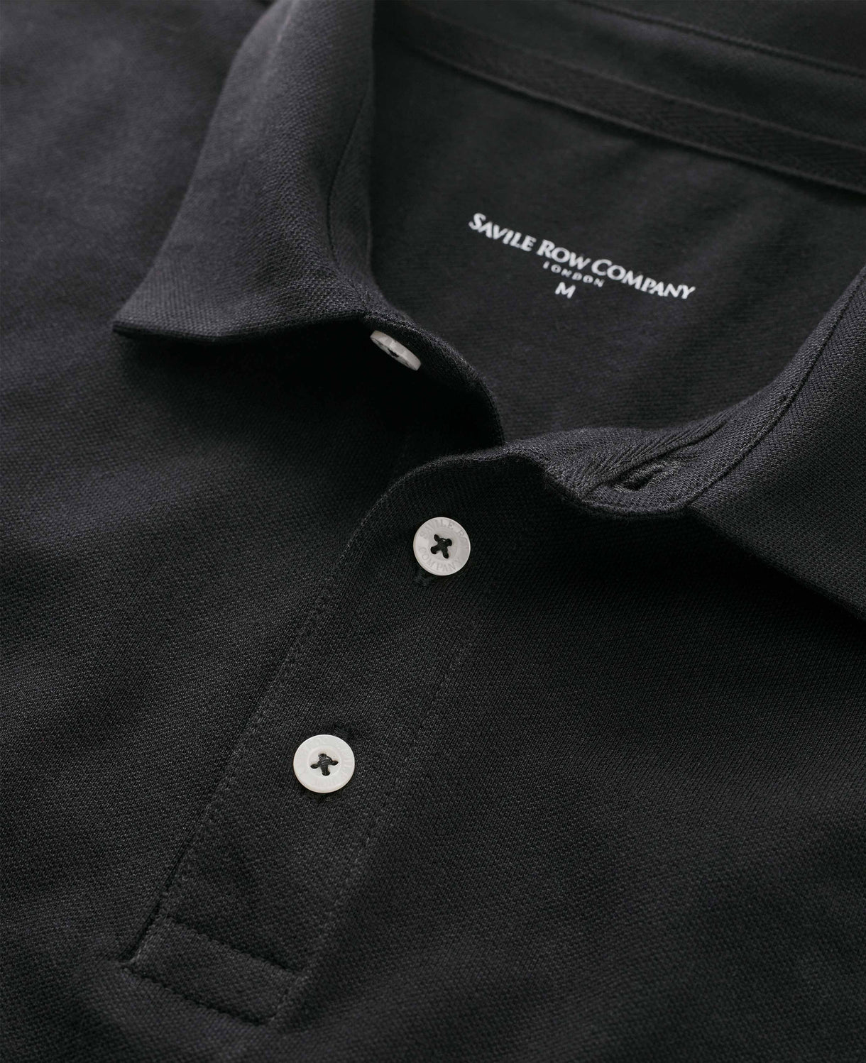 Black Short Sleeve Polo Shirt - Collar Detail - MPS650BLK
