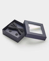 Black Silk Pinspot Self Bow Tie & Cufflink Set