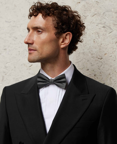 Black Silk Pinspot Self Bow Tie & Cufflink Set