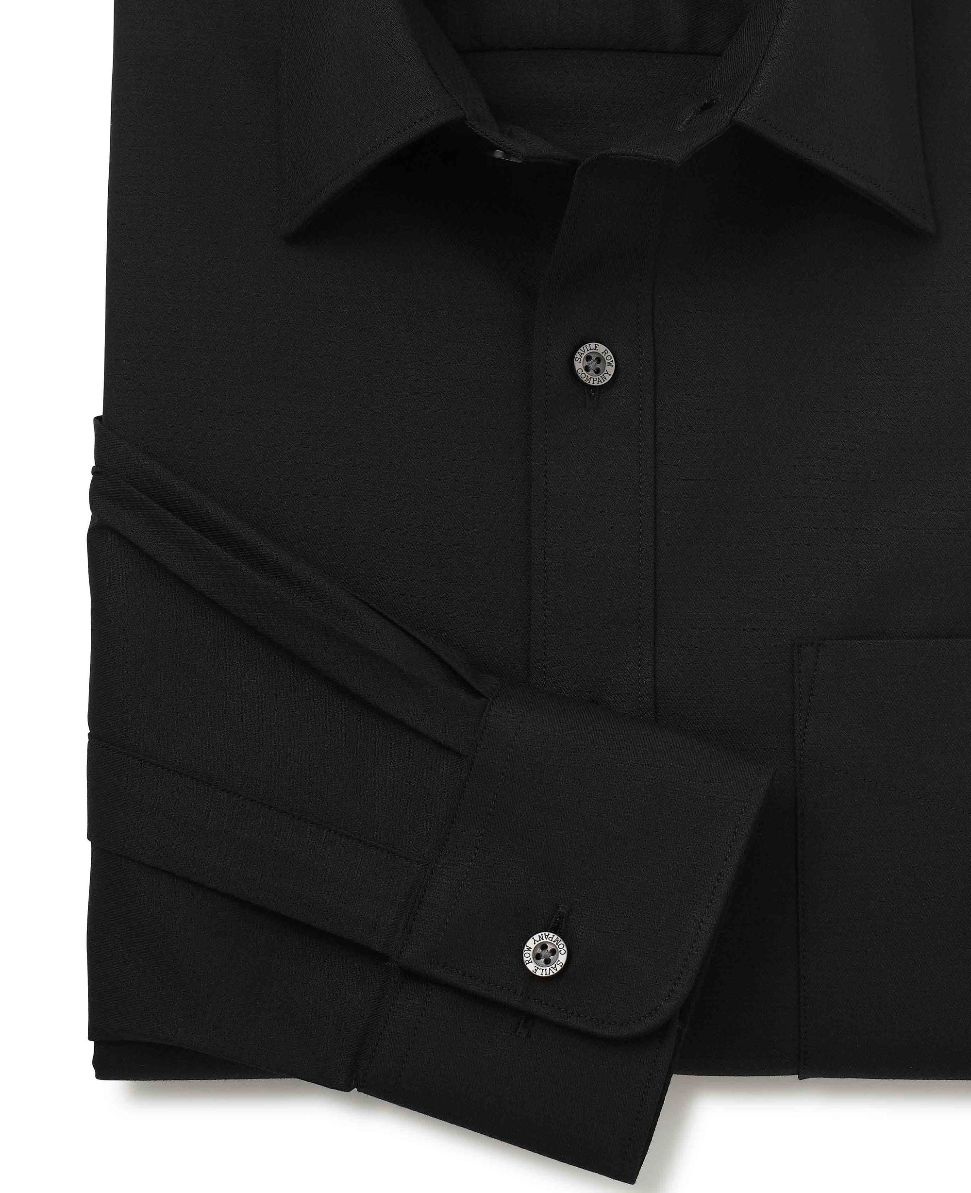 Men's Black Stretch Cotton Classic Fit Formal Shirt With Single Cuffs | Savile Row Company Men's Black Stretch Cotton Classic Fit Formal Shirt With Single Cuffs | Savile Row Company
