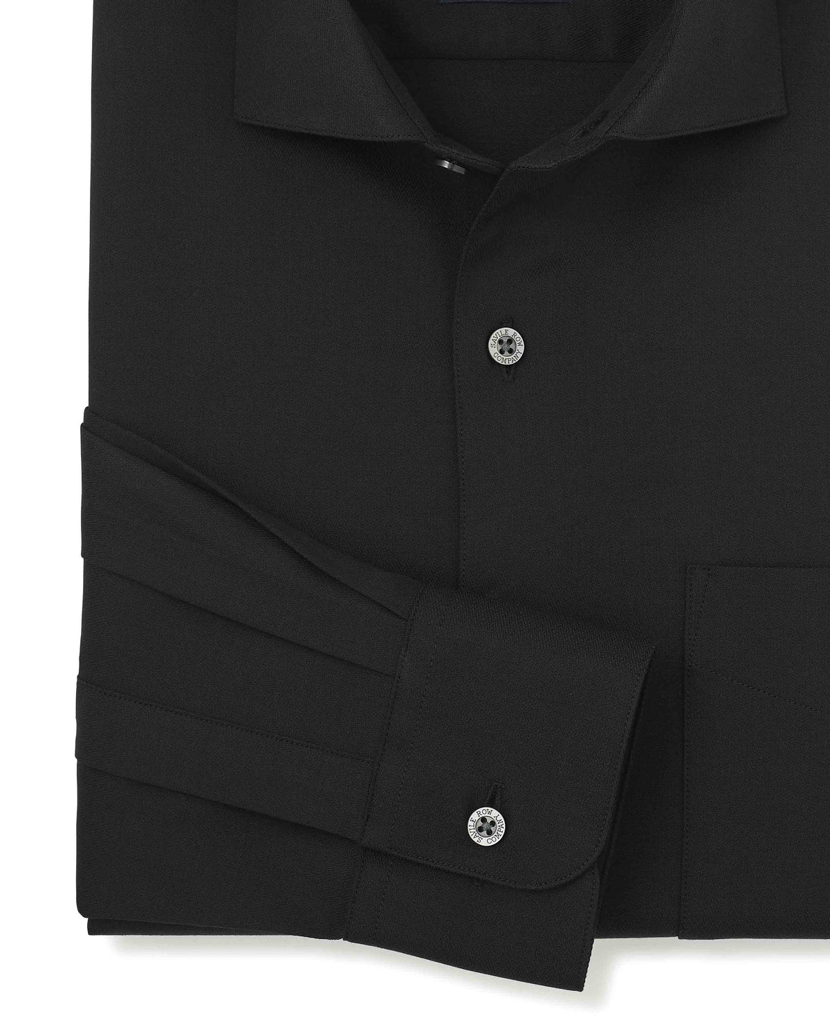 Black Stretch Cotton Herringbone Classic Fit Formal Shirt - Single Cuff
