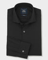 Black Stretch Cotton Herringbone Slim Fit Formal Shirt - Single Cuff