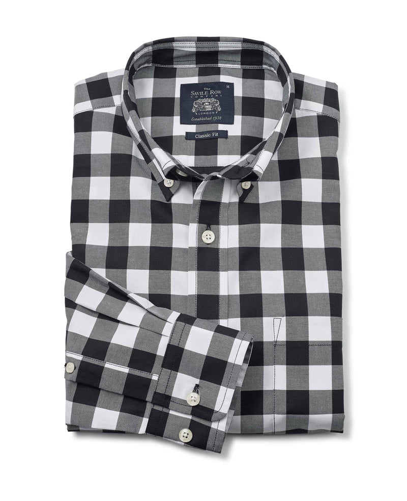 Black White Bold Check Button-Down Shirt   - 1401BLW