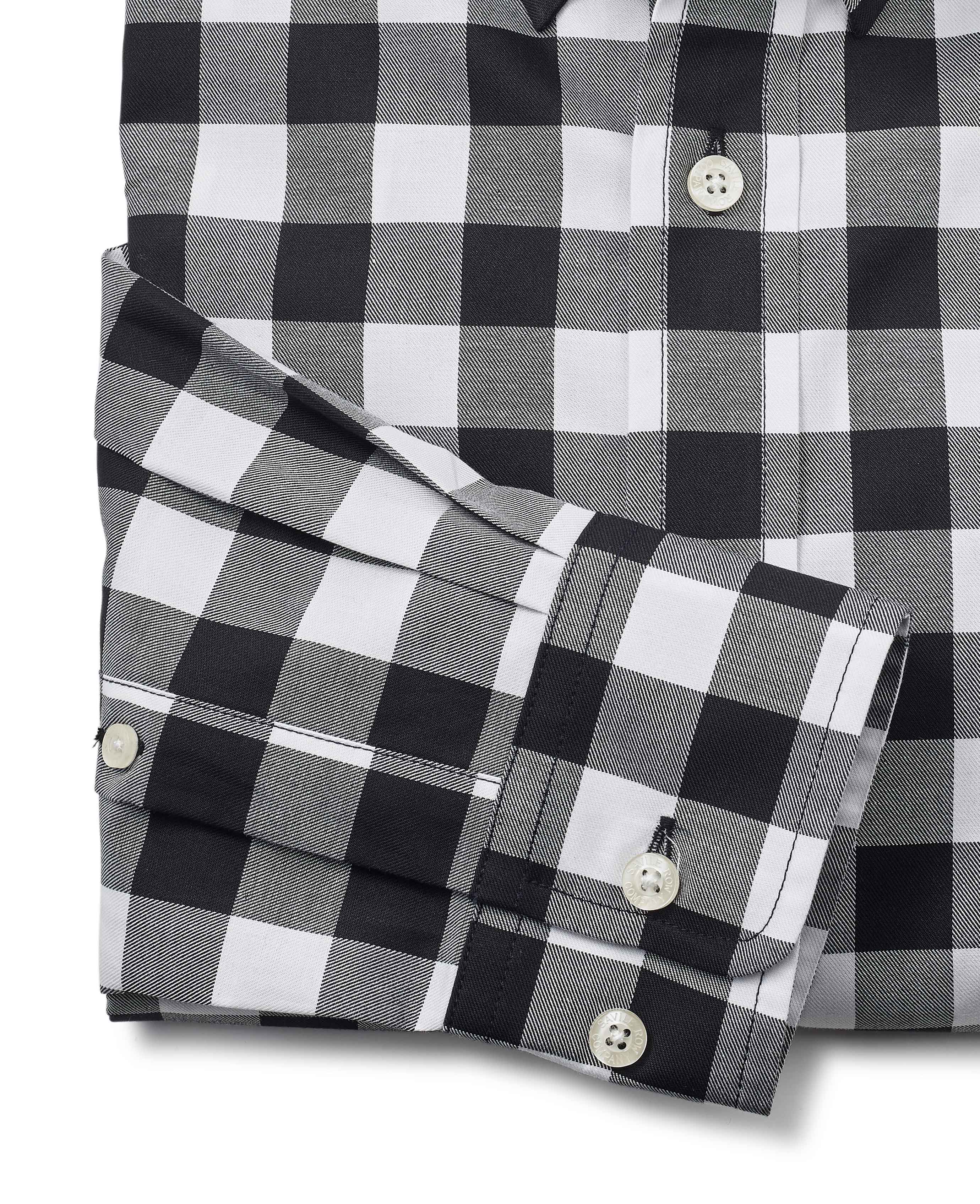 Men s Black White Bold Check Button Down Casual Shirt Savile Row Company