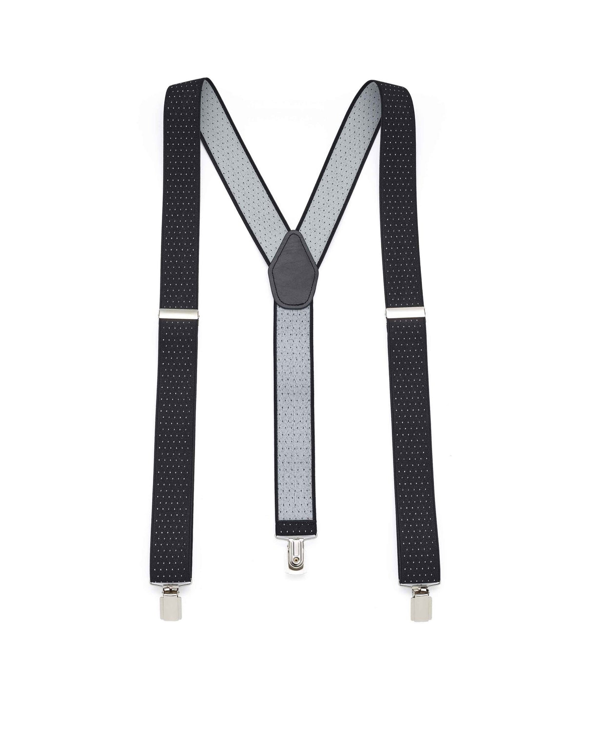 Men's Black & White Pindot Adjustable Braces