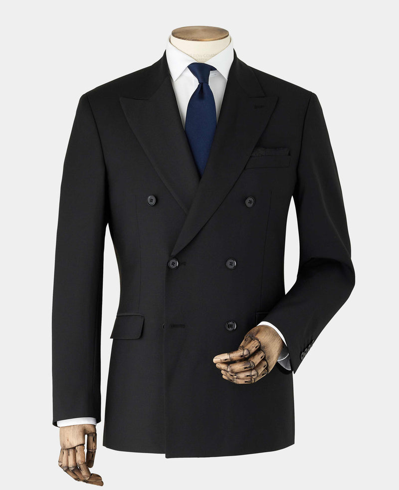 Men's Black Wool Blend Double Breasted Suit Jacket mannequin