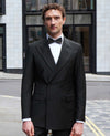 Black Wool Blend Tailored Double Breasted Suit