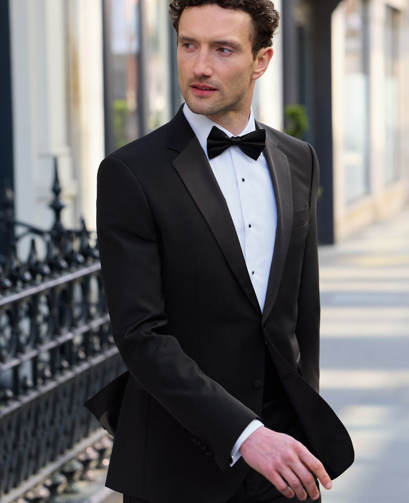 Black Wool Blend Tailored Suit Jacket