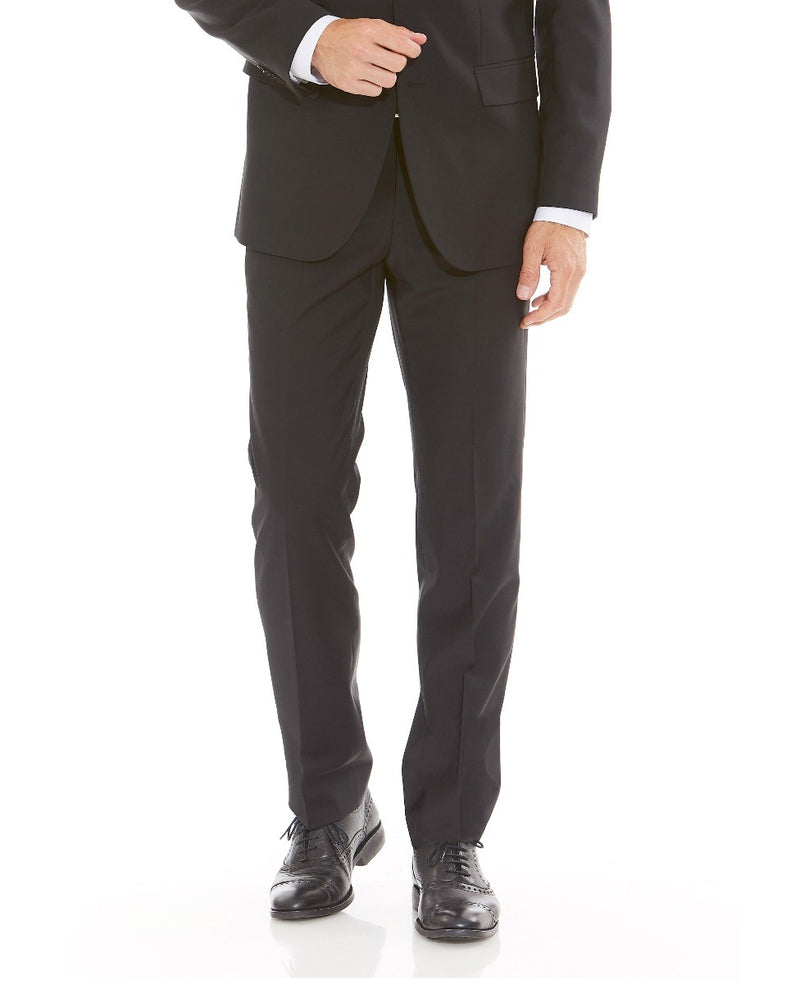 Black Wool-Blend Suit Trousers