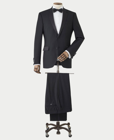 Black Wool Blend Tailored Dinner Suit