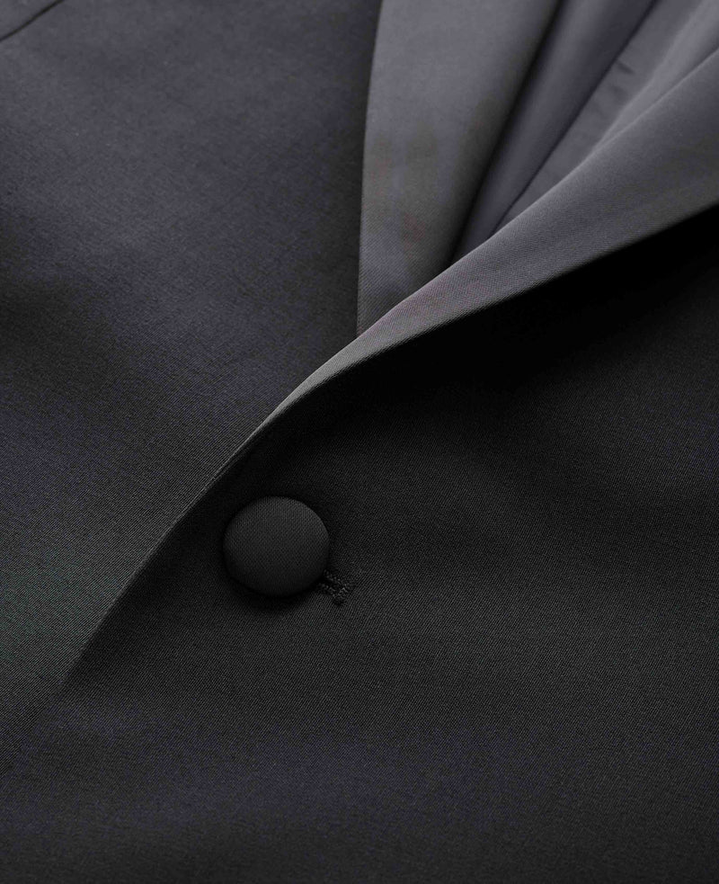 Black Wool Blend Tailored Dinner Suit