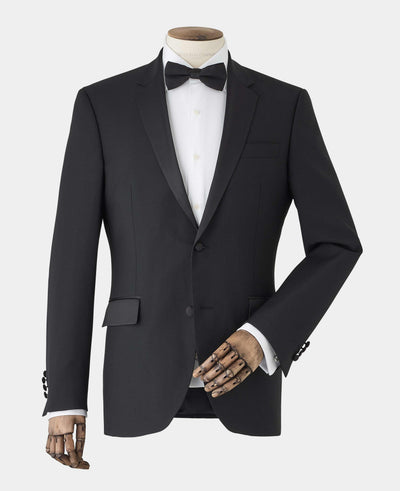 Black Wool Blend Tailored Suit Jacket