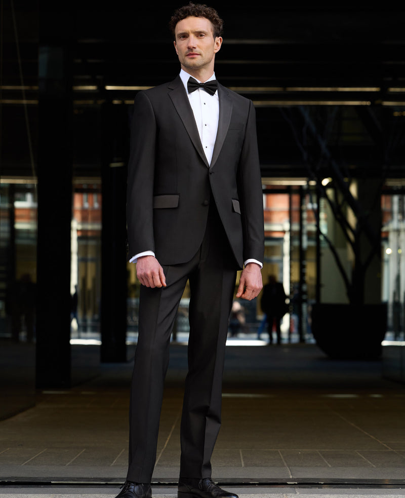 Black Wool Blend Tailored Dinner Suit