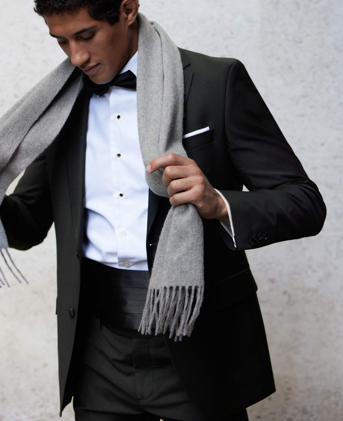 Men's Black Wool-Blend Tailored Travel Suit - One Size model shot
