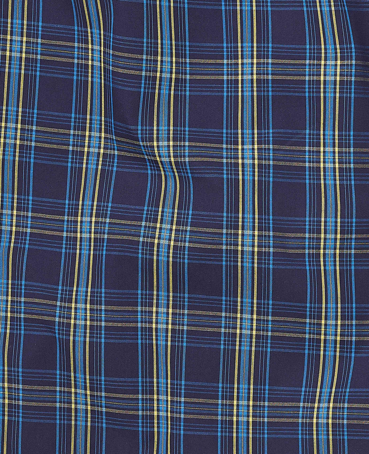 Men's Navy Cotton Check Lounge Shorts fabric detail