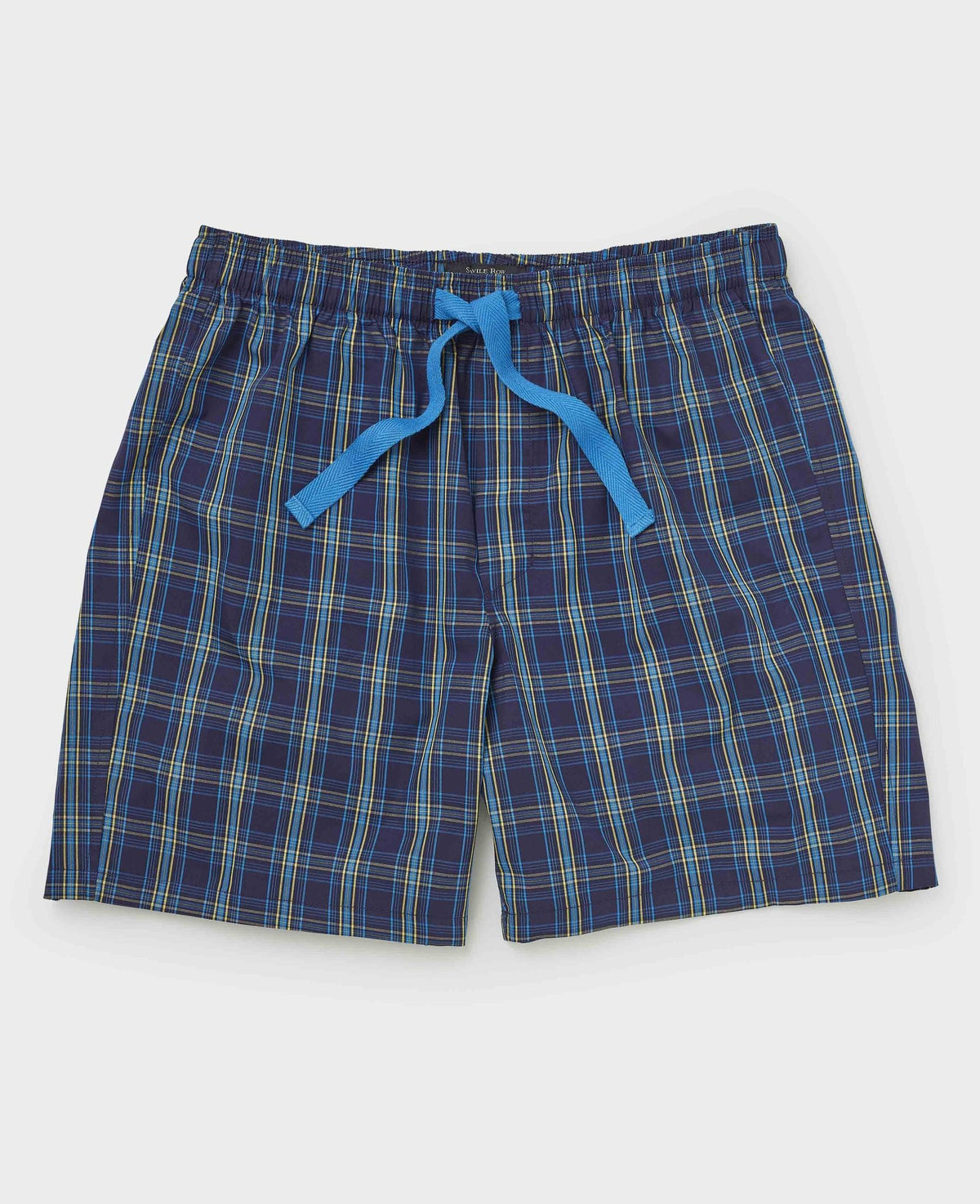 Men's Navy Cotton Check Lounge Shorts mannequin shot