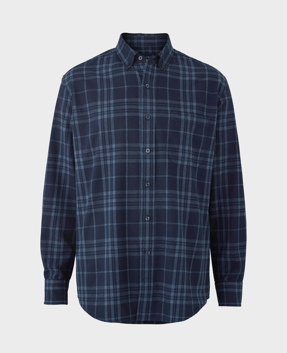 Men's Blue Brushed Cotton Check Classic Fit Button-Down Casual Shirt mannequin shot