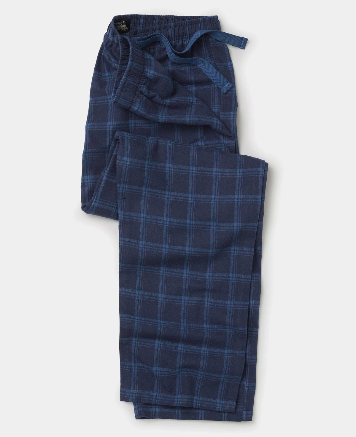 Blue Brushed Cotton Twill Check Lounge Pants