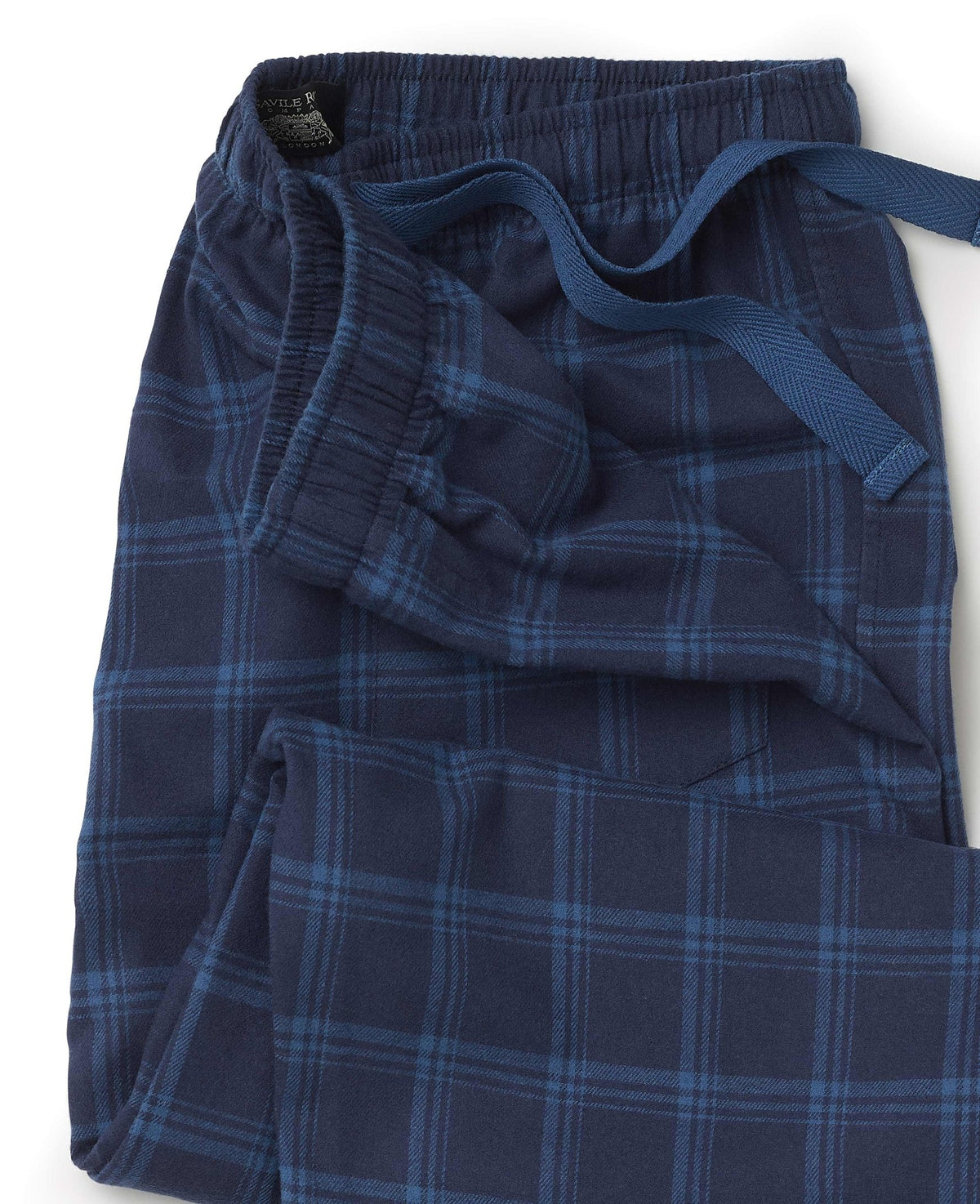 Blue Brushed Cotton Twill Check Lounge Pants