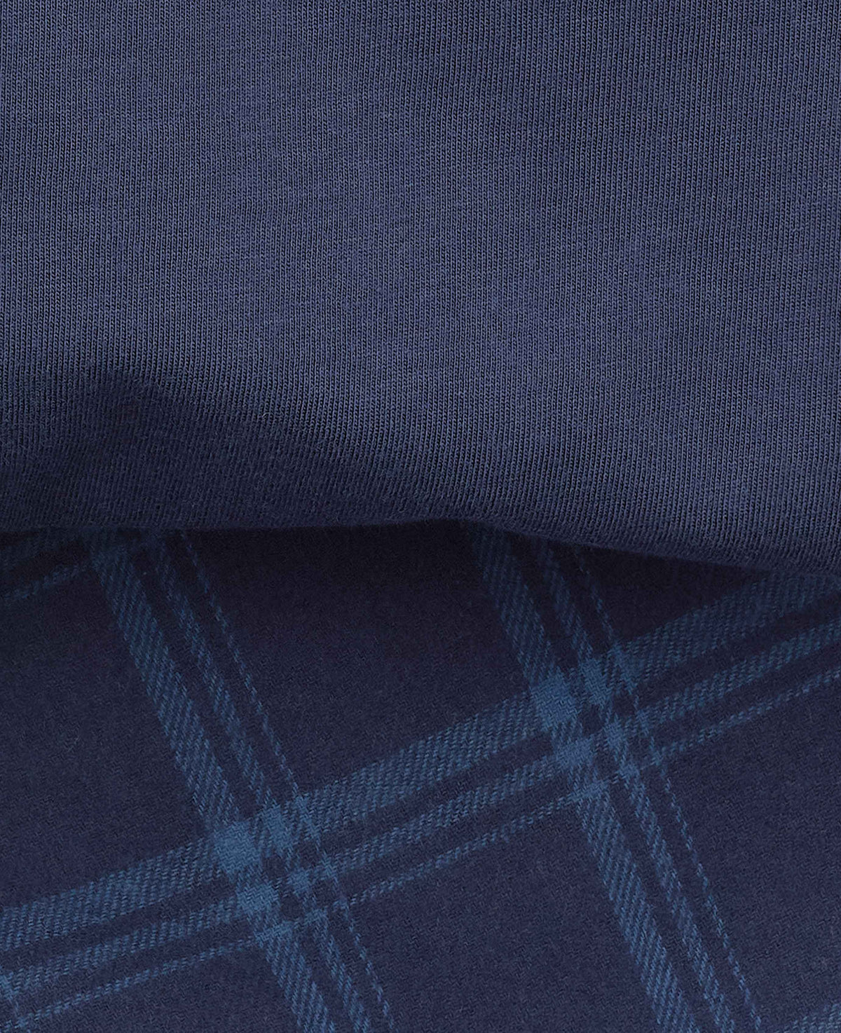 Blue Brushed Cotton Twill Henley Checked Pyjama Set