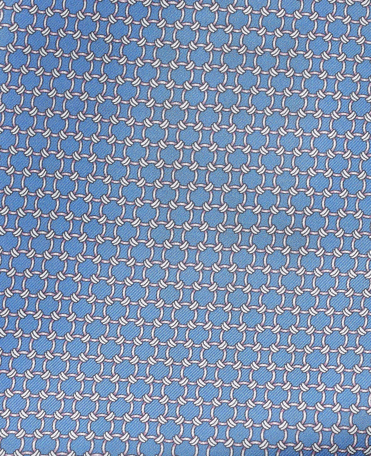 Men's Blue Chain Silk Pocket Square fabric detail