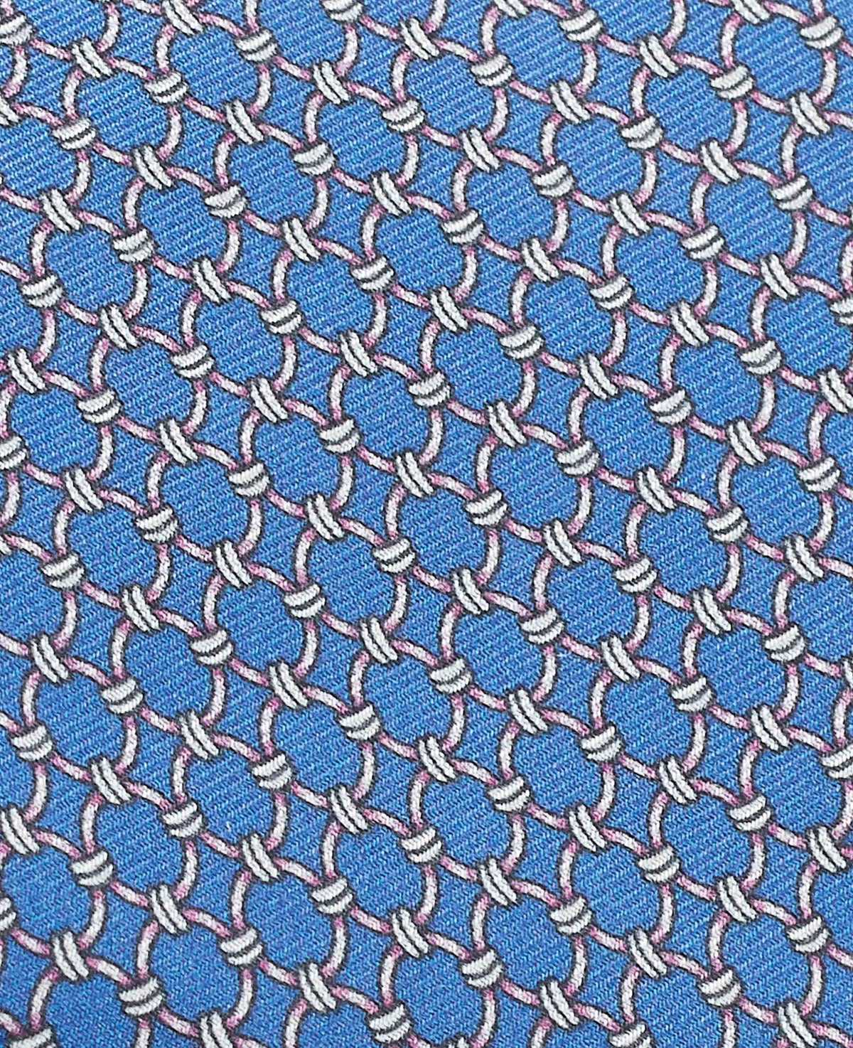 Men's Blue Chain Silk Tie fabric detail