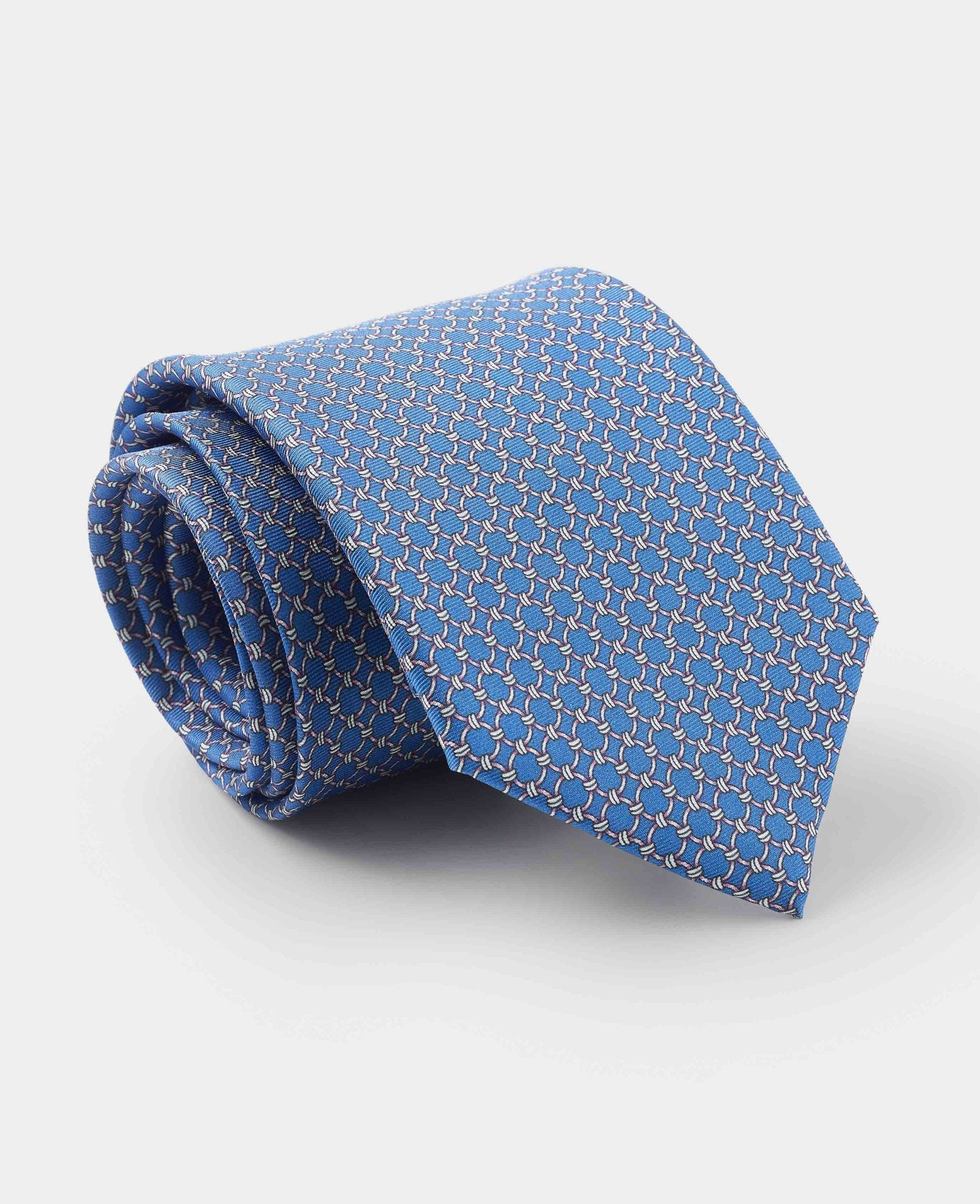 Men's Blue Chain Silk Tie | Savile Row Company