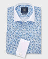 Blue Classic Fit Cotton Poplin Floral Print Winchester Formal Shirt - Double Cuff