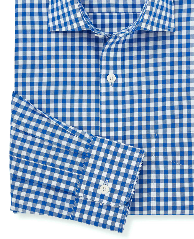 Blue Classic Fit Gingham Formal Shirt - Single Cuff