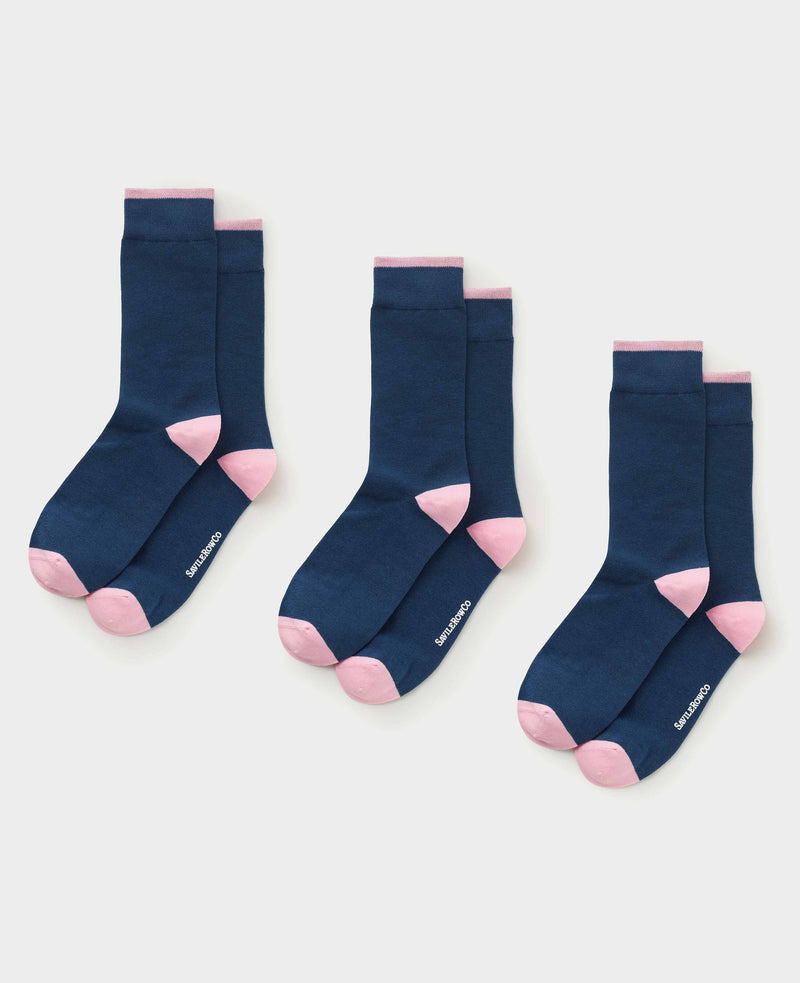 Men's Blue Cotton Blend Pack of Three Socks Product