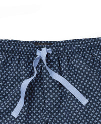 Men's Blue Cotton Fleur De Lys Printed Lounge Shorts waist detail