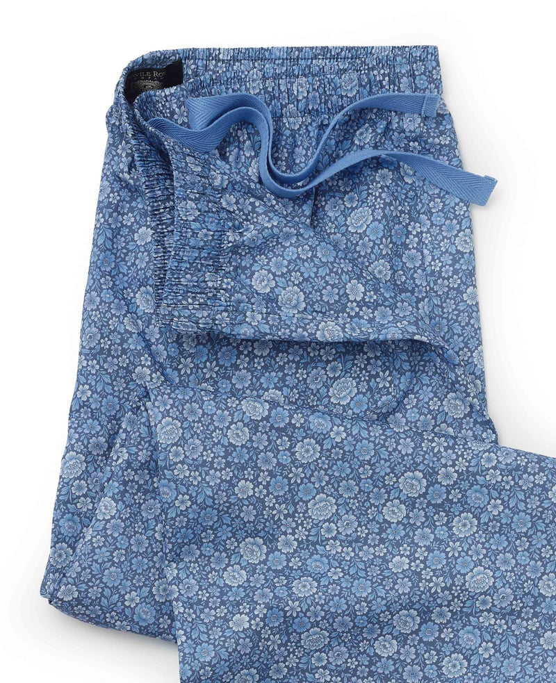 Blue Cotton Floral Lounge Pants