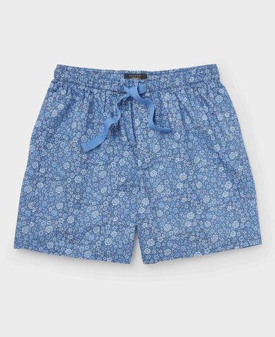 Blue Cotton Floral Lounge Shorts