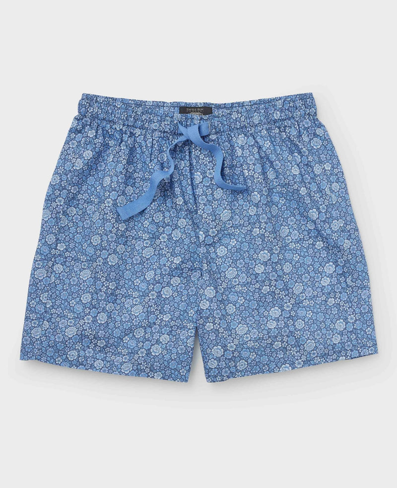 Blue Cotton Floral Lounge Shorts