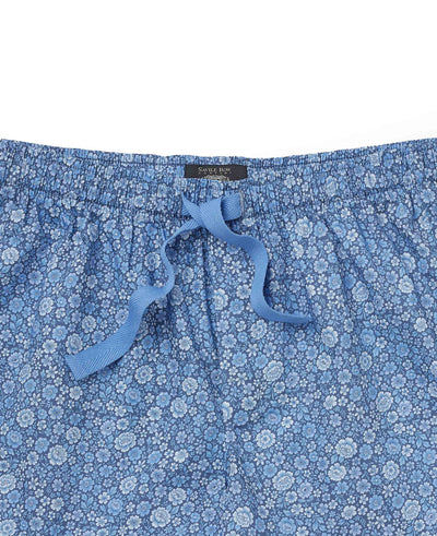 Blue Cotton Floral Lounge Shorts