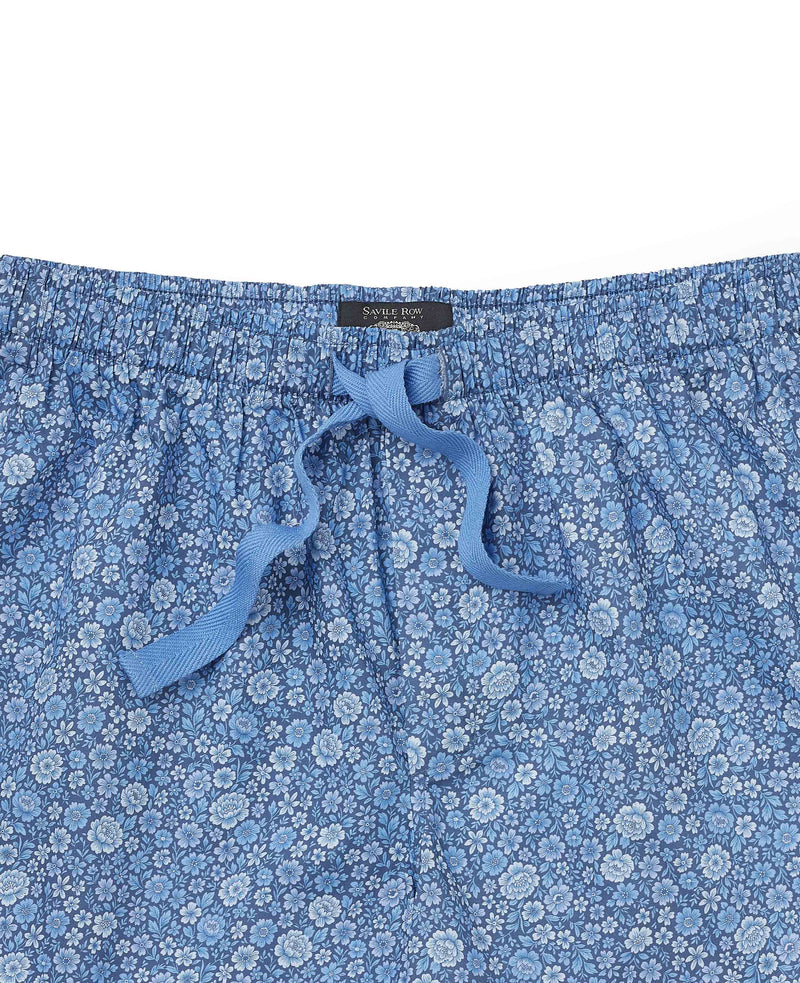Blue Cotton Floral Lounge Shorts