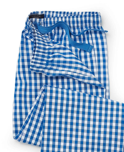 Blue Cotton Gingham Check Lounge Pants