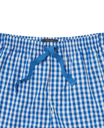Blue Cotton Gingham Check Lounge Shorts