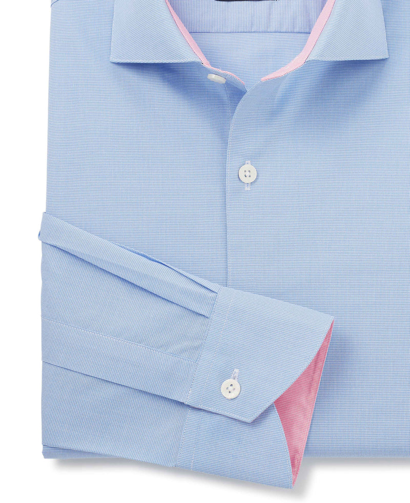 Blue Dobby Slim Fit Smart-Casual Shirt - Single Cuff