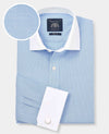 Blue Cotton Micro Check Slim Fit Winchester Formal Shirt - Double Cuff