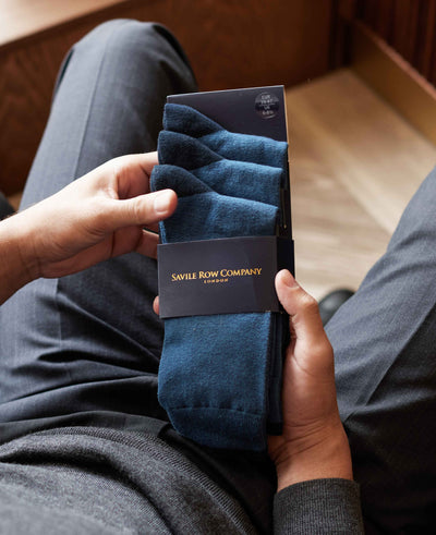 Blue Cotton Mix Three Pack Socks