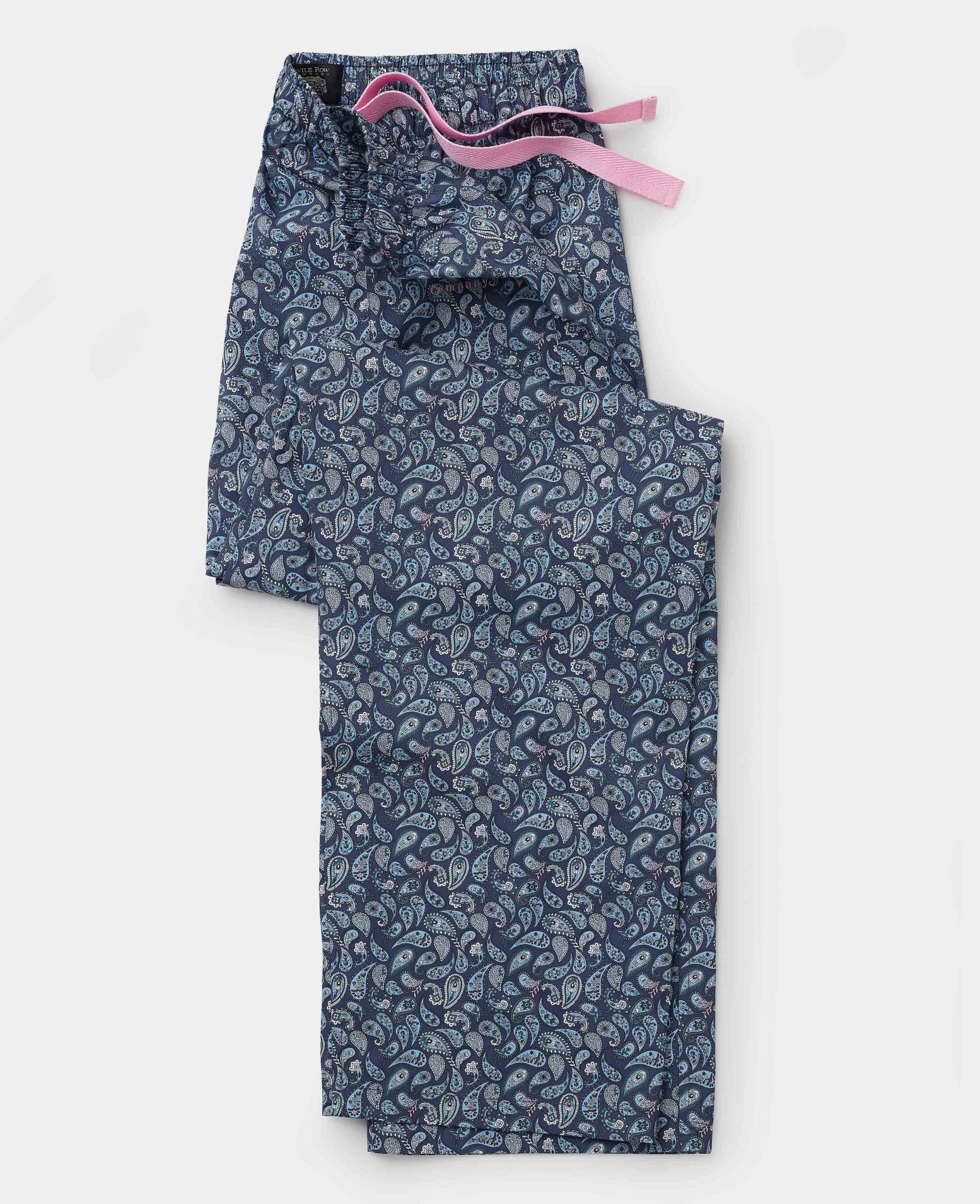 Men's Blue Cotton Paisley Lounge Pants – Savile Row Company