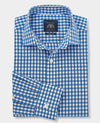 Blue Cotton Poplin Gingham Check Classic Fit Non-Iron Shirt - Single Cuff