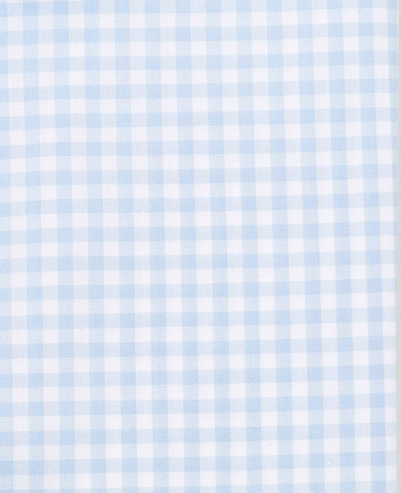 Blue Cotton Poplin Gingham Check Slim Fit Formal Shirt - Single Cuff