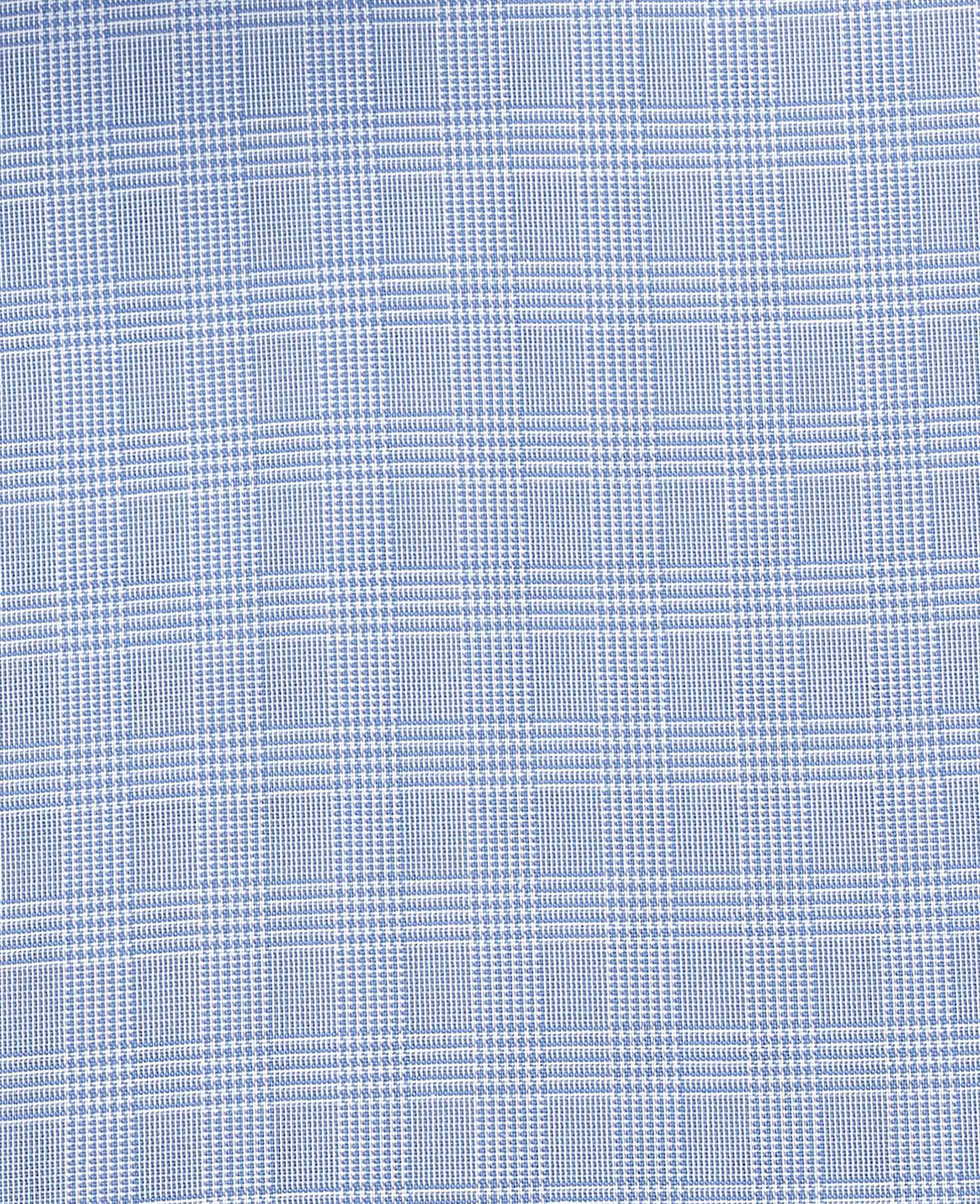 Men's Blue Cotton Poplin Prince of Wales Check Classic Fit Non-Iron Shirt With Double Cuffs fabric detail
