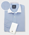 Blue Cotton Poplin Prince of Wales Check Classic Fit Non-Iron Shirt - Double Cuff