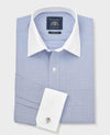 Blue Cotton Poplin Stripe Classic Fit Winchester Formal Shirt - Double Cuff