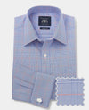 Blue Cotton Prince of Wales Check Classic Fit Formal Shirt - Double Cuff